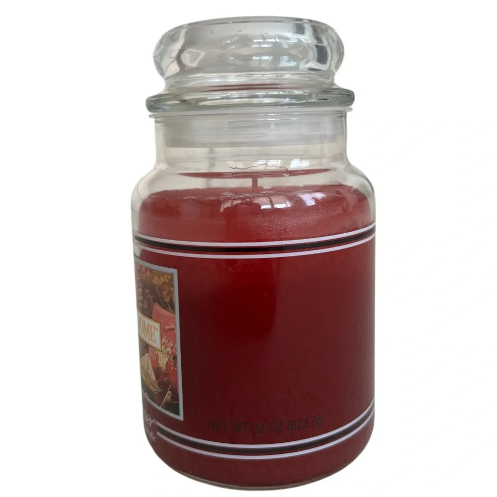 Yankee Candle Jar Home Sweet Home Rare Vintage Black Band Burgundy Mauve Red
